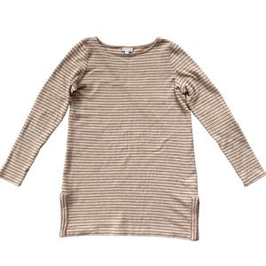 J. Jill Striped Cotton Tunic Size M Tall Oatmeal